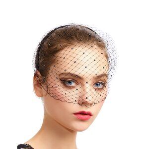 1920s Flapper Fascinator Mesh Veil Headband Bridal Wedding Tea 1927